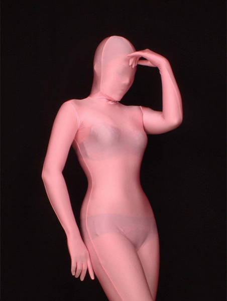 Lycra Spandex Pink Unicolor Unisex Zentai Suit - Click Image to Close